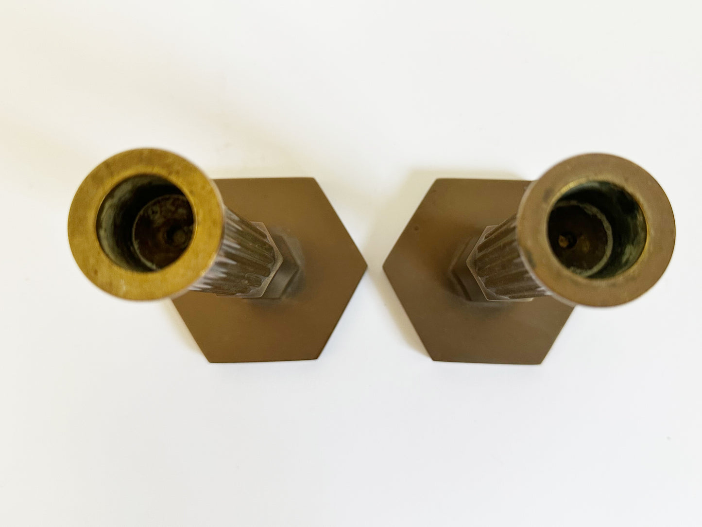 Vintage Swedish Brass Candlestick Holders, Set of 2