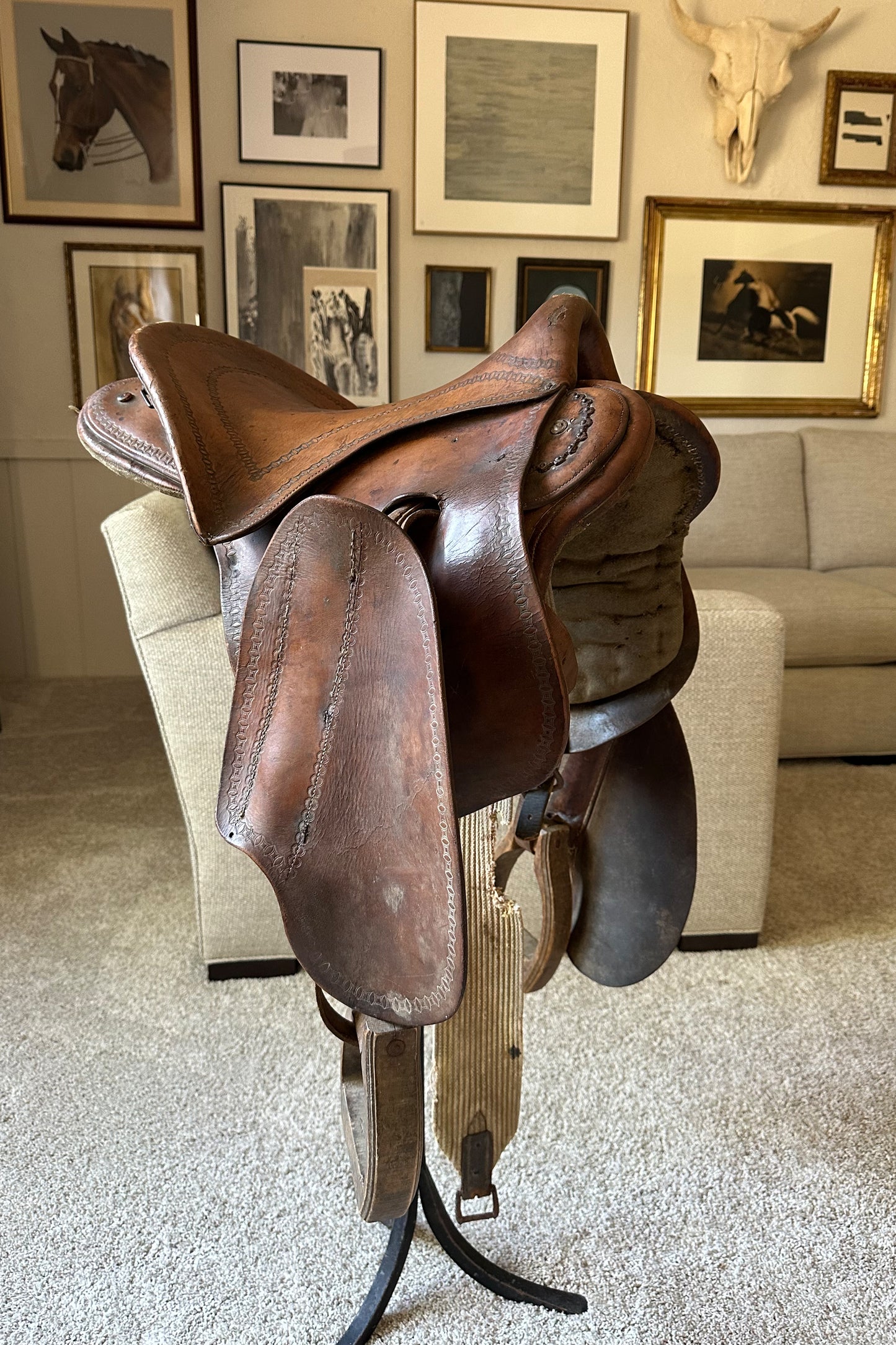 Antique Horse Saddle, 1890s B.T. Crump Wilbourne Buena Vista Plantation Style