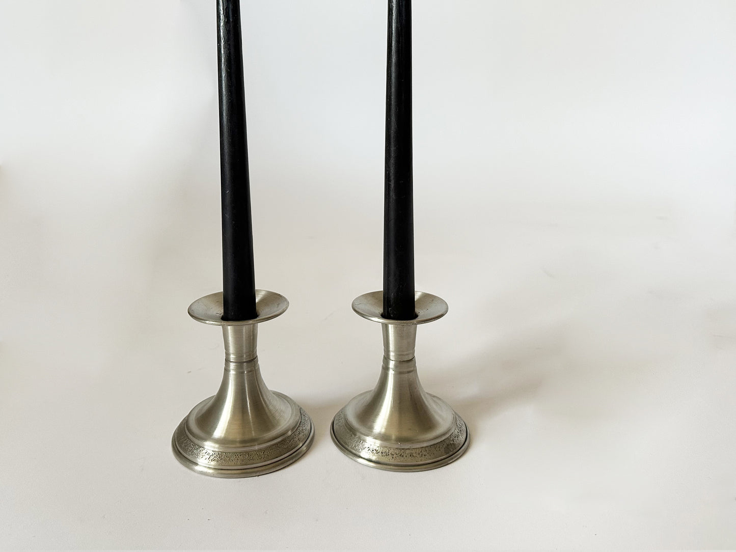 1980s Svenskt Tenn Contemporary Norwegian Pewter Candlestick Holders Set of 2