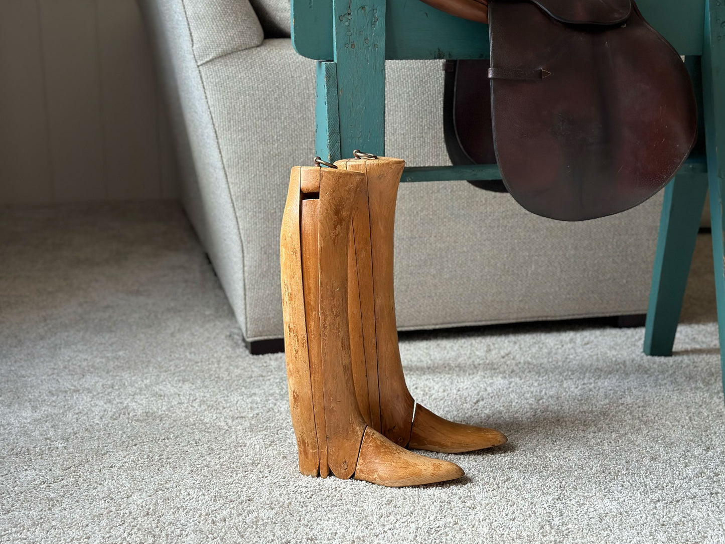 Antique Equestrian Riding Boots, Wood Boot Trees