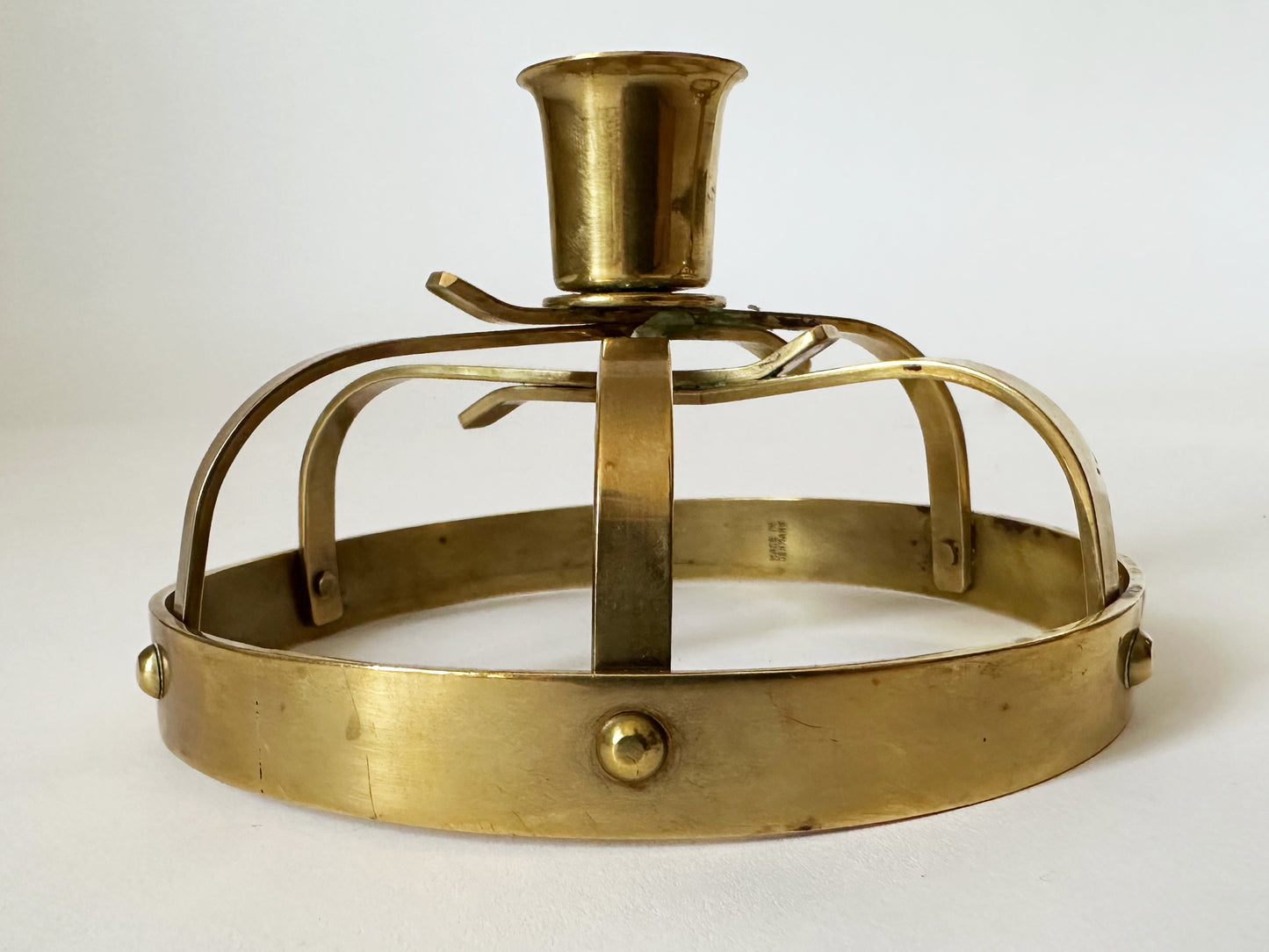 1960s Vintage Danish Mid Century Modern Brass Candlestick Holders Set of 2