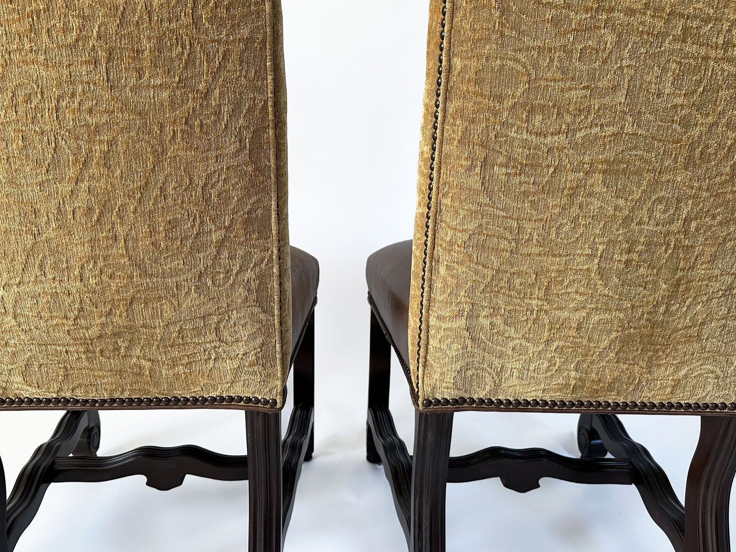 Thomasville and Design Master Louis XV Tuscan Leather and Tapestry Dining Chairs Set of 8