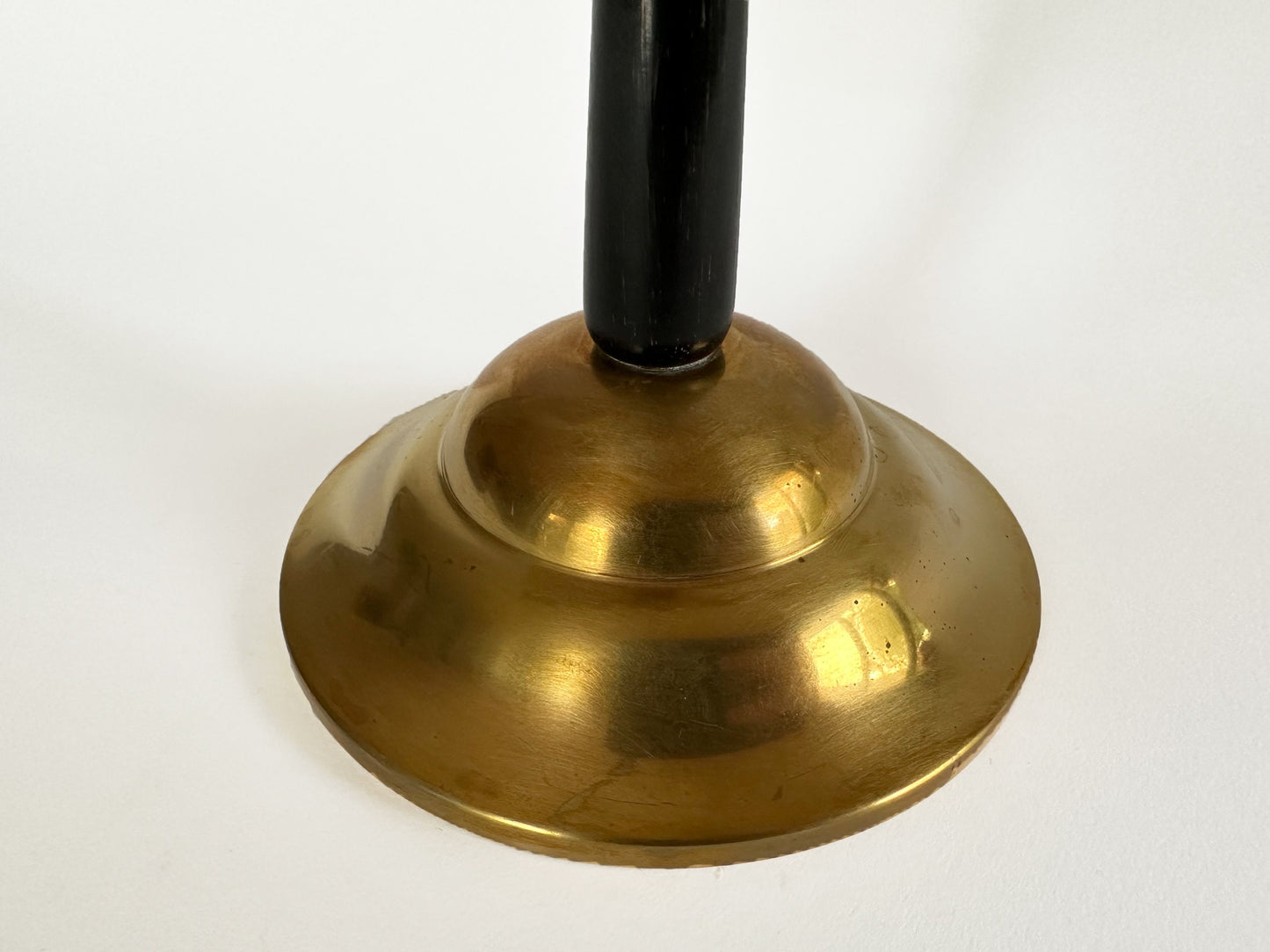 Candelabra Gold Vintage Mid Century Swedish Modern Candlestick Holder Brass and Wood Made in Sweden by O.H. Lagerstedt