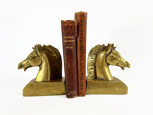 Horse Bookends Vintage Unique Equestrian Mid Century Brass Statue For Gifts Shelf Table Or Mantle Decor