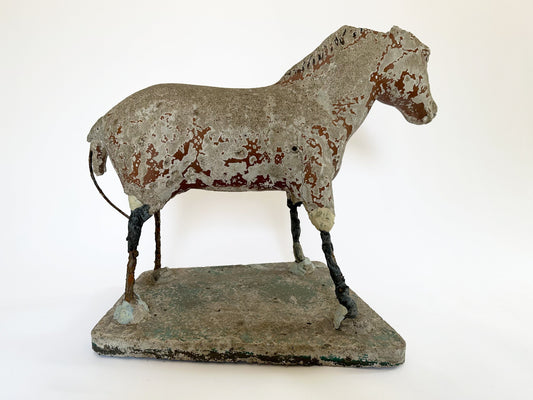 Horse Statue Vintage Horse Sculpture Primitive Equestrian Folk Art Decor With Weathered Terracotta Patina