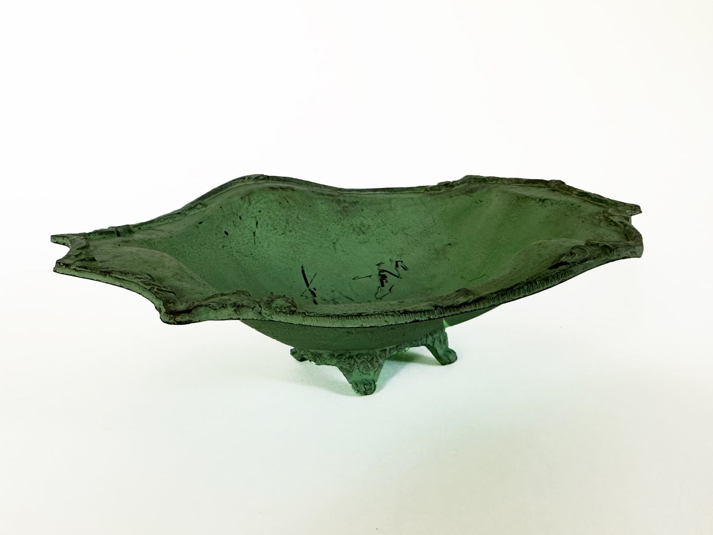 Green Jewelry Dish Verdigris Patina Gifts Abstract Victorian Style Copper Patina Footed Bowl Trinket Dish Vintage Jewelry Dish Green