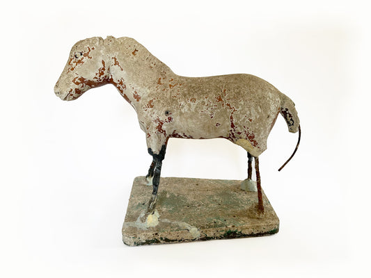 Horse Statue Vintage Horse Sculpture Primitive Equestrian Folk Art Decor With Weathered Terracotta Patina