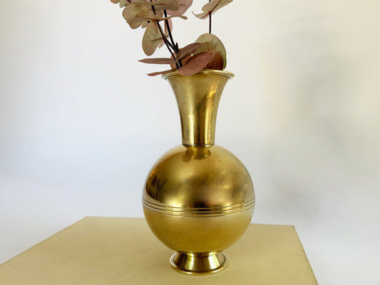 Swedish Vase Décor For Flowers Scandinavian Modern MCM Vintage Brass Design By Ibe Konst Made In Sweden
