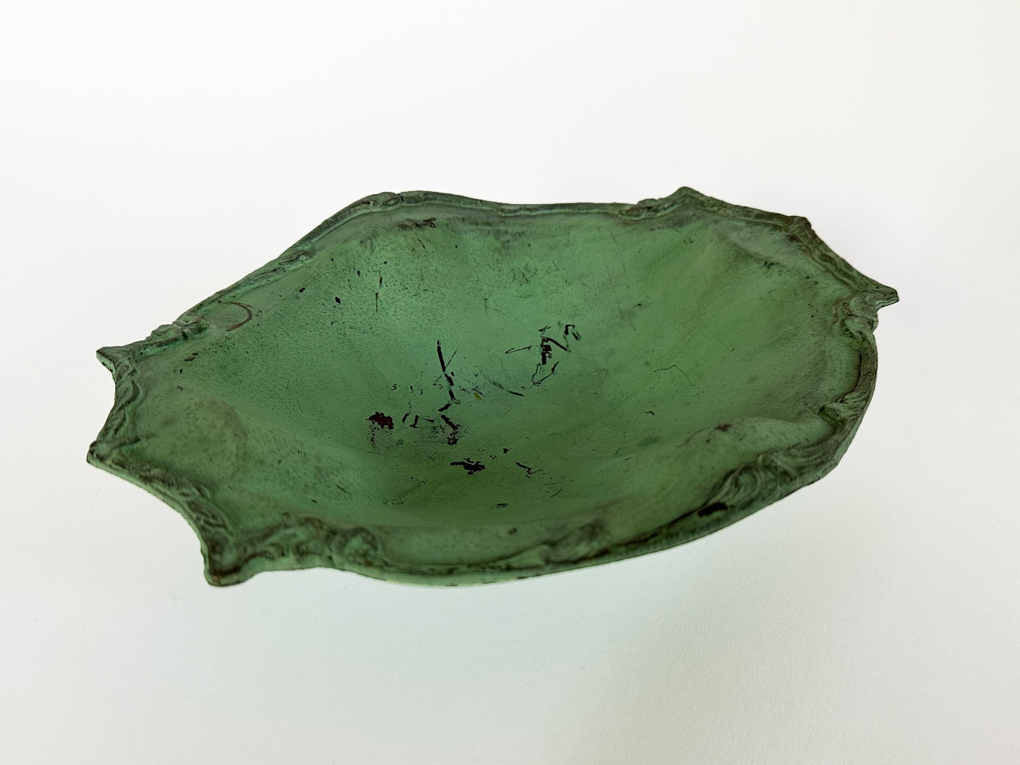 Green Jewelry Dish Verdigris Patina Gifts Abstract Victorian Style Copper Patina Footed Bowl Trinket Dish Vintage Jewelry Dish Green