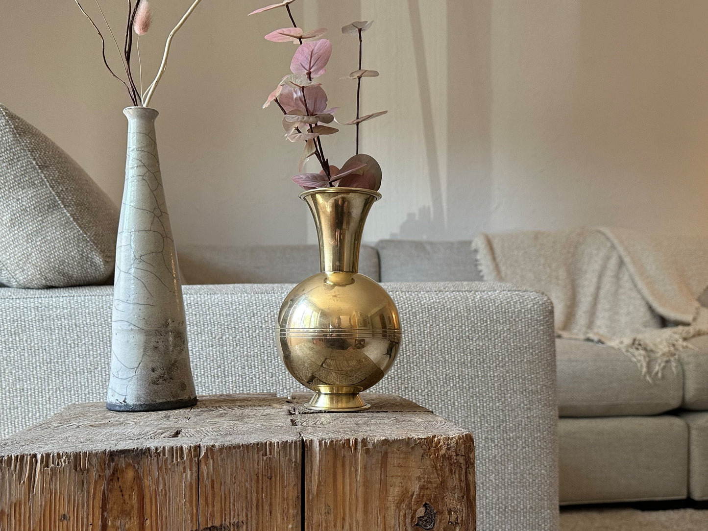 Swedish Vase Décor For Flowers Scandinavian Modern MCM Vintage Brass Design By Ibe Konst Made In Sweden