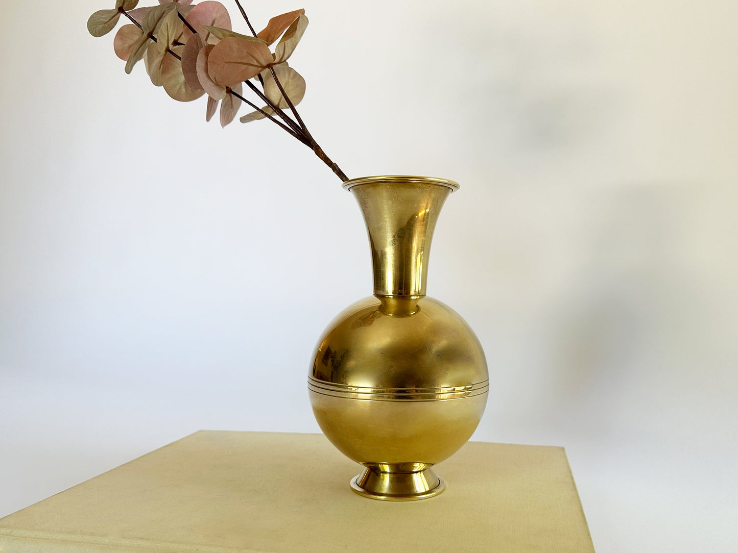 Swedish Vase Décor For Flowers Scandinavian Modern MCM Vintage Brass Design By Ibe Konst Made In Sweden