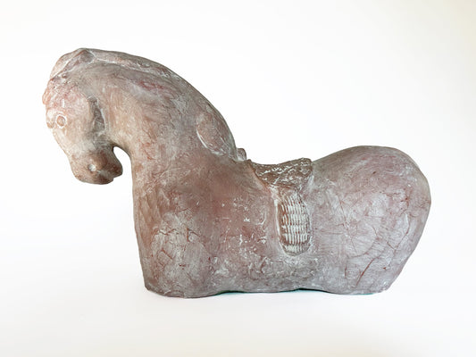 Vintage Horse Sculpture Equestrian Art Vintage Han Dynasty Style Statue Centerpiece Pink Horse Statue Design Botanical Saddle