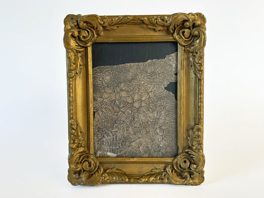 Abstract Art in Vintage Frame Original Black Textured Painting Fine Art Abstract Wall Art Animal Texture Art Distressed Gold Frame Art