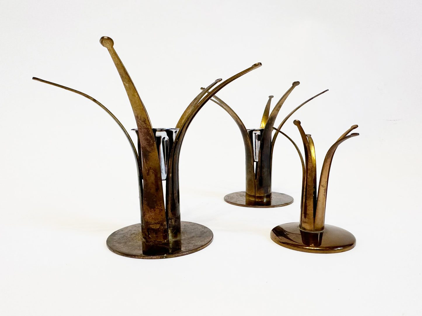 Brass Candle Holders Vintage MCM Mid Century Taper Candle Holder Swedish Gifts Design by Ivar Alenius Bjork Made In Sweden Set of 3