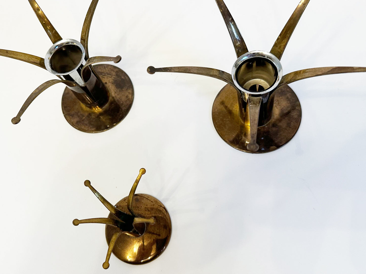 Brass Candle Holders Vintage MCM Mid Century Taper Candle Holder Swedish Gifts Design by Ivar Alenius Bjork Made In Sweden Set of 3