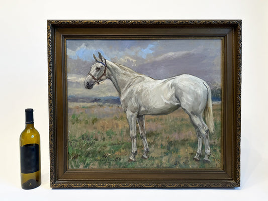 Antique Horse Painting 1924 Original Oil Painting Horse Portrait Equestrian Décor Victorian Décor Original Horse Artwork Lucy Lockwood