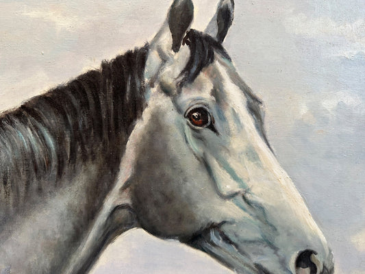 Vintage Horse Painting Original Oil Painting Large Horse Portrait Art Vintage Animal Portrait Equestrian Décor Original Horse Artwork