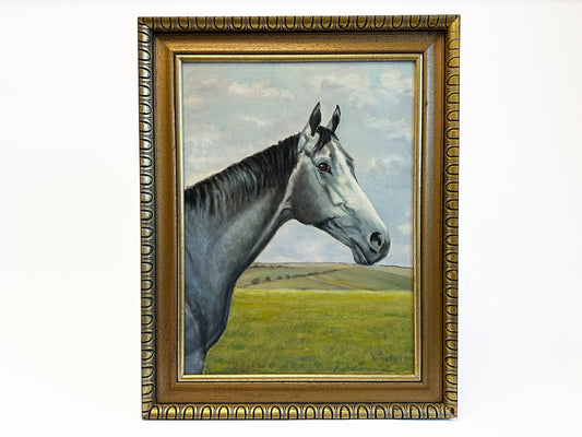 Vintage Horse Painting Original Oil Painting Large Horse Portrait Art Vintage Animal Portrait Equestrian Décor Original Horse Artwork