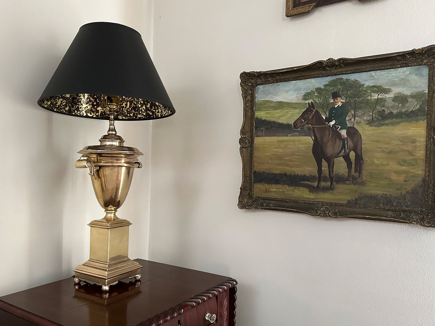 Vintage Chapman Trophy Lamps Brass E.F. Chapman Urn Table Lamps Equestrian Decor Classic Traditional Neoclassical 1990s Designer Decor