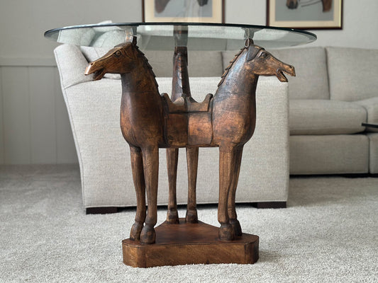 Horse Table Wood Vintage Equestrian End Table Carved Horse Table Stunning Horse Statement Table Eclectic Horse Side Table Equestrian Decor