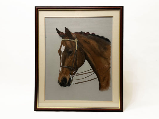 Vintage Original Horse Portrait Painting Vintage Horse Painting Equestrian Décor Horse Artwork Equine Art Vintage Animal Portrait