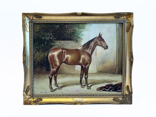 Vintage Horse Painting Equestrian Home Art Original Oil Painting Equestrian Portrait Racehorse Painting Horse Racing Art Equestrian Framed