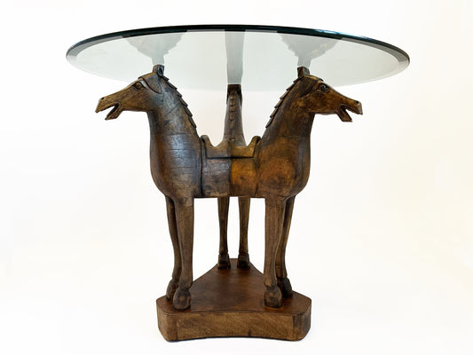 Horse Table Wood Vintage Equestrian End Table Carved Horse Table Stunning Horse Statement Table Eclectic Horse Side Table Equestrian Decor