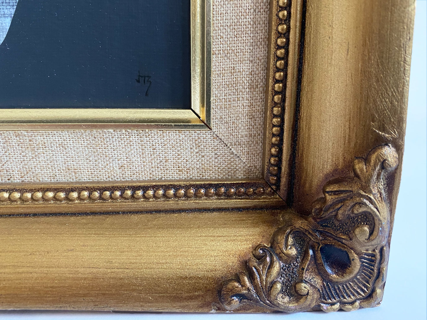 Vintage Frame Transitional Art Vintage Abstract Painting Original Abstract Wall Art Abstract Fine Art in Gold Vintage Frame Transitional