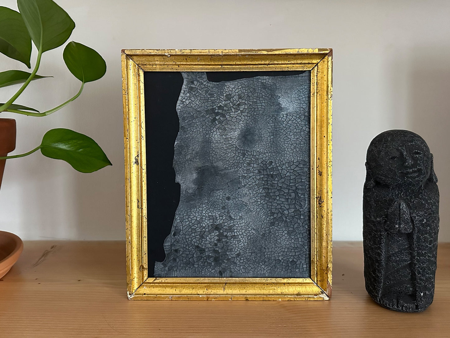 Antique Frame Abstract Art in Vintage Frame Black Textured Abstract Vintage Painting Antique Frame Wall Art Animal Texture Art Gold Frame