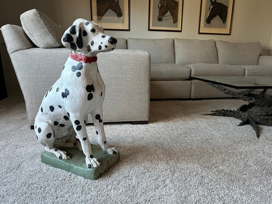 Large Dalmatian Statue, Vintage Dog Statue, Large Concrete Dog Yard Statue, Mid Century Yard Statue Garden Folk Art