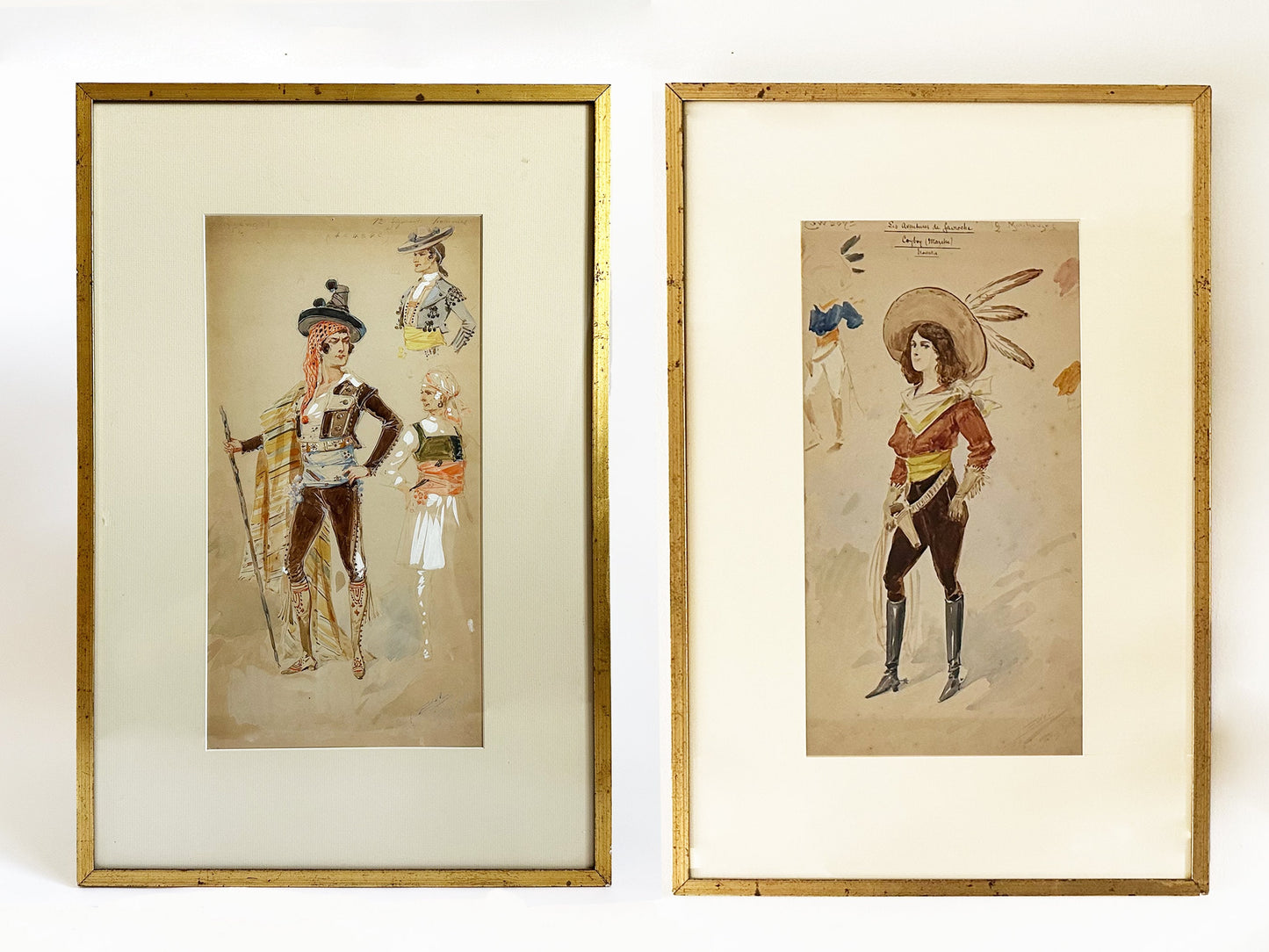 Antique Cowgirl Costume Design Watercolor Painting, Alfredo Edel