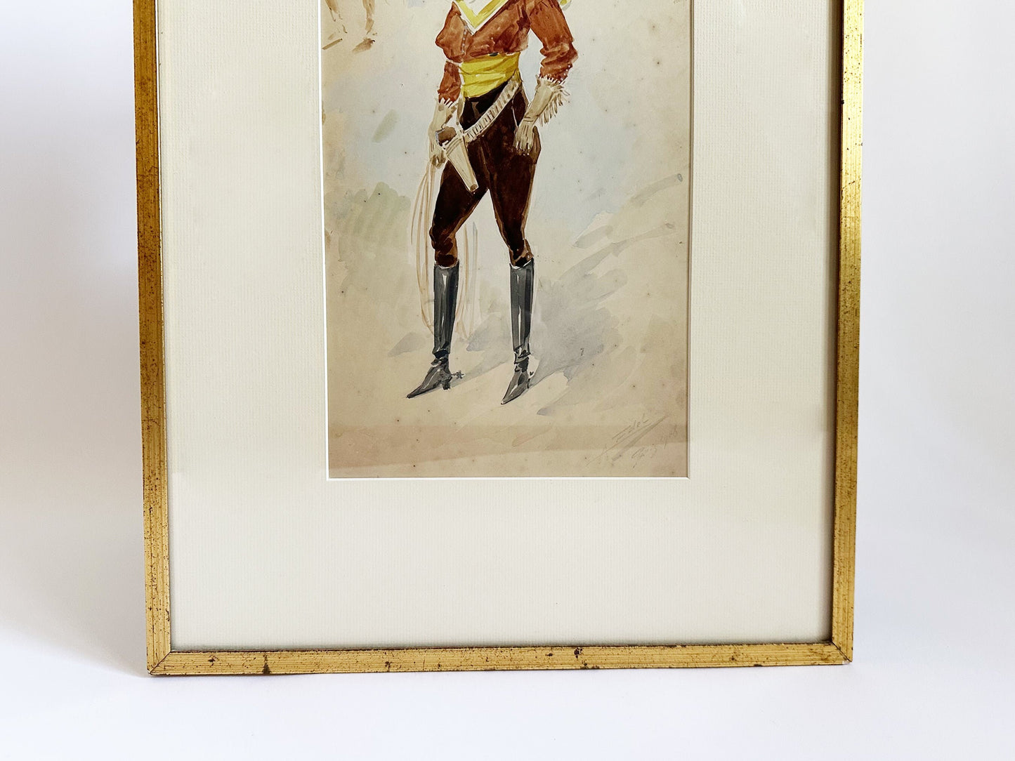 Antique Cowgirl Costume Design Watercolor Painting, Alfredo Edel