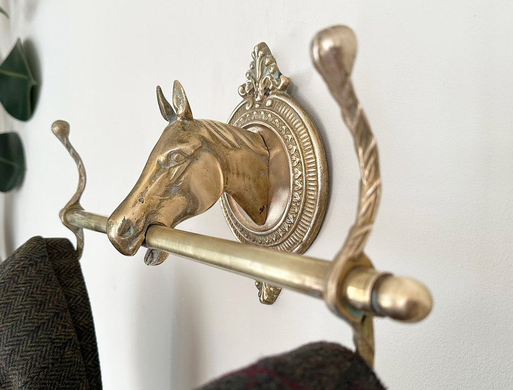 Vintage Horse Coat Rack, Coat Hooks Horse Gifts, Vintage Brass Wall Display, Eclectic Equestrian Decor Coat Hooks