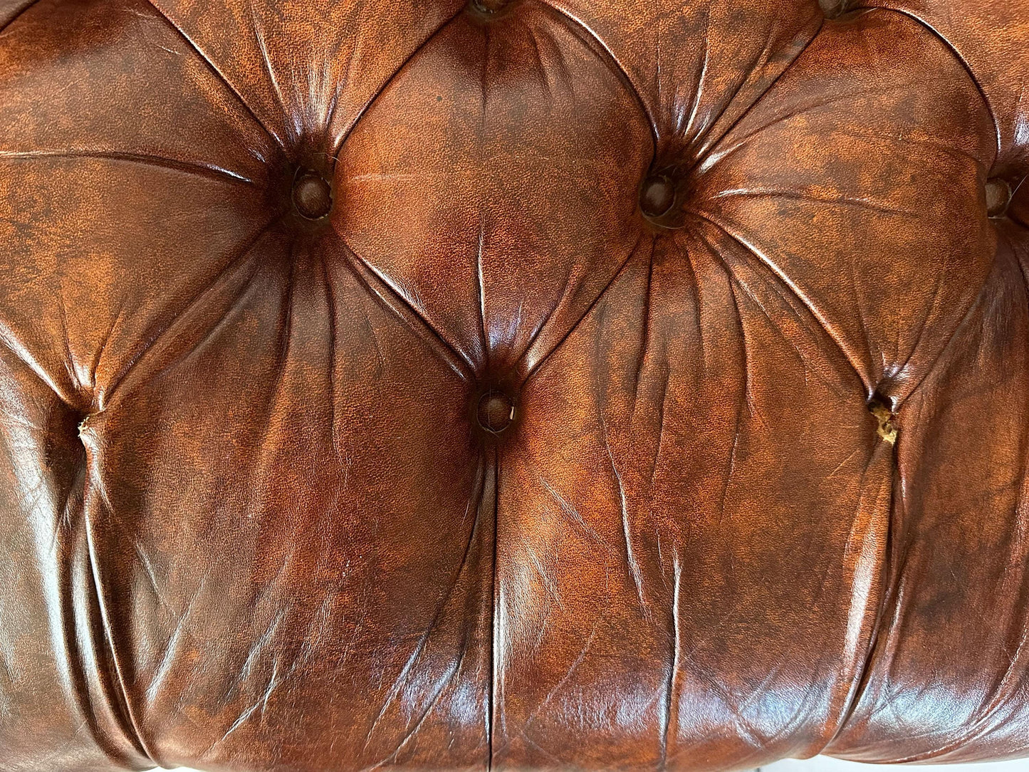 Mid 20th Century Vintage Leathercraft English Tufted Oxblood Leather Chesterfield Sofa