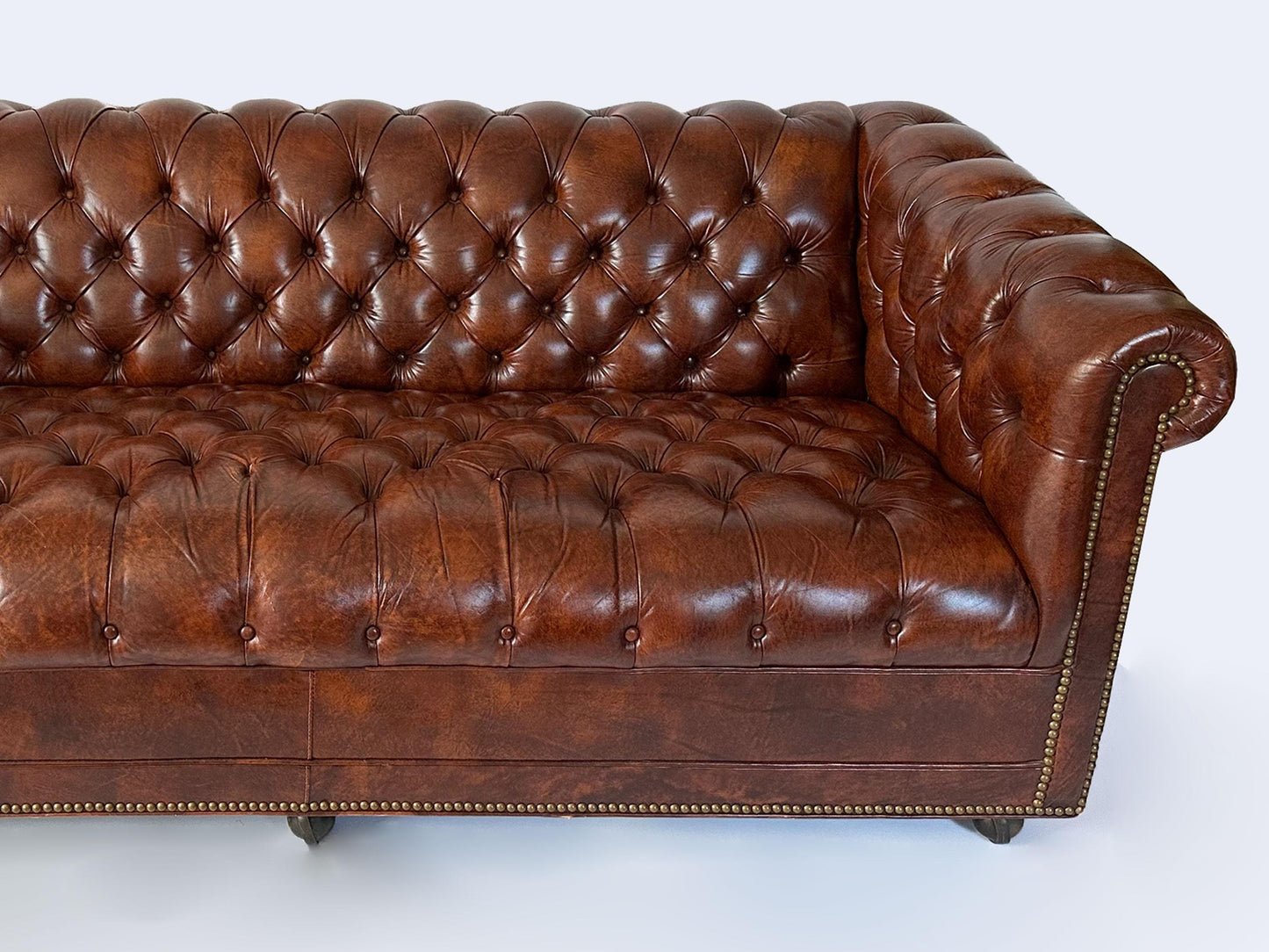 Mid 20th Century Vintage Leathercraft English Tufted Oxblood Leather Chesterfield Sofa