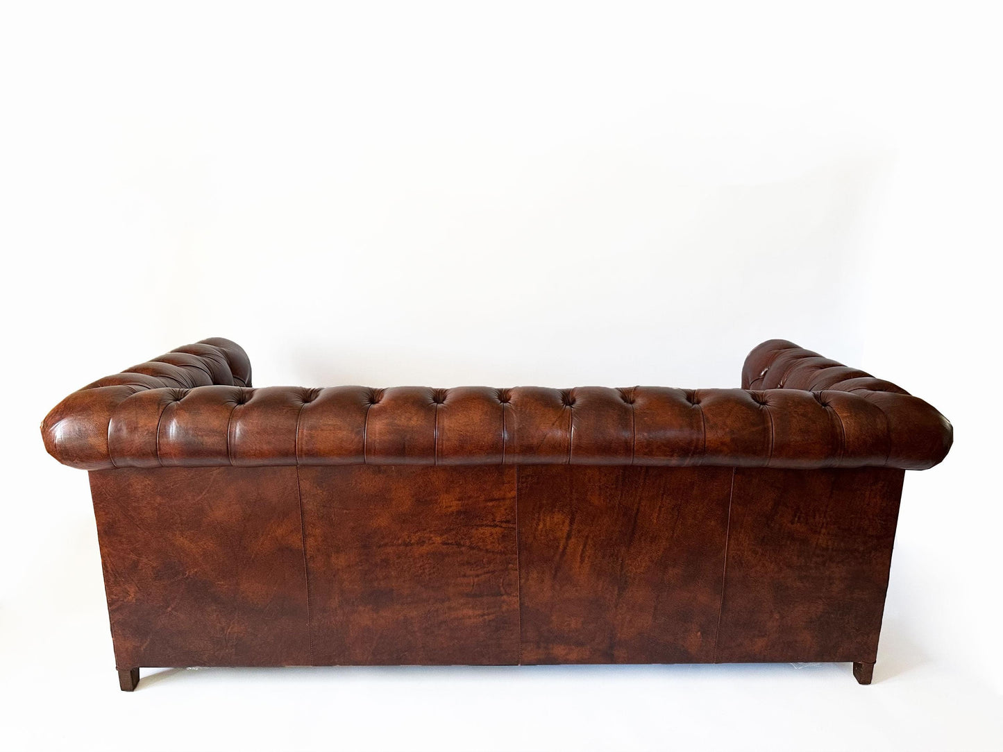 Mid 20th Century Vintage Leathercraft English Tufted Oxblood Leather Chesterfield Sofa