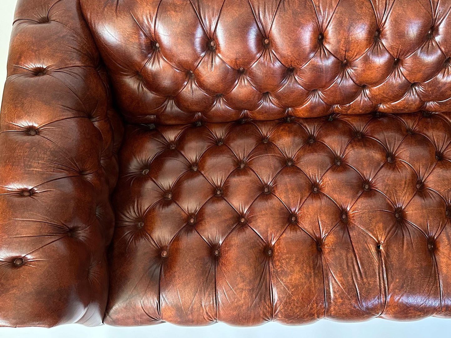 Mid 20th Century Vintage Leathercraft English Tufted Oxblood Leather Chesterfield Sofa