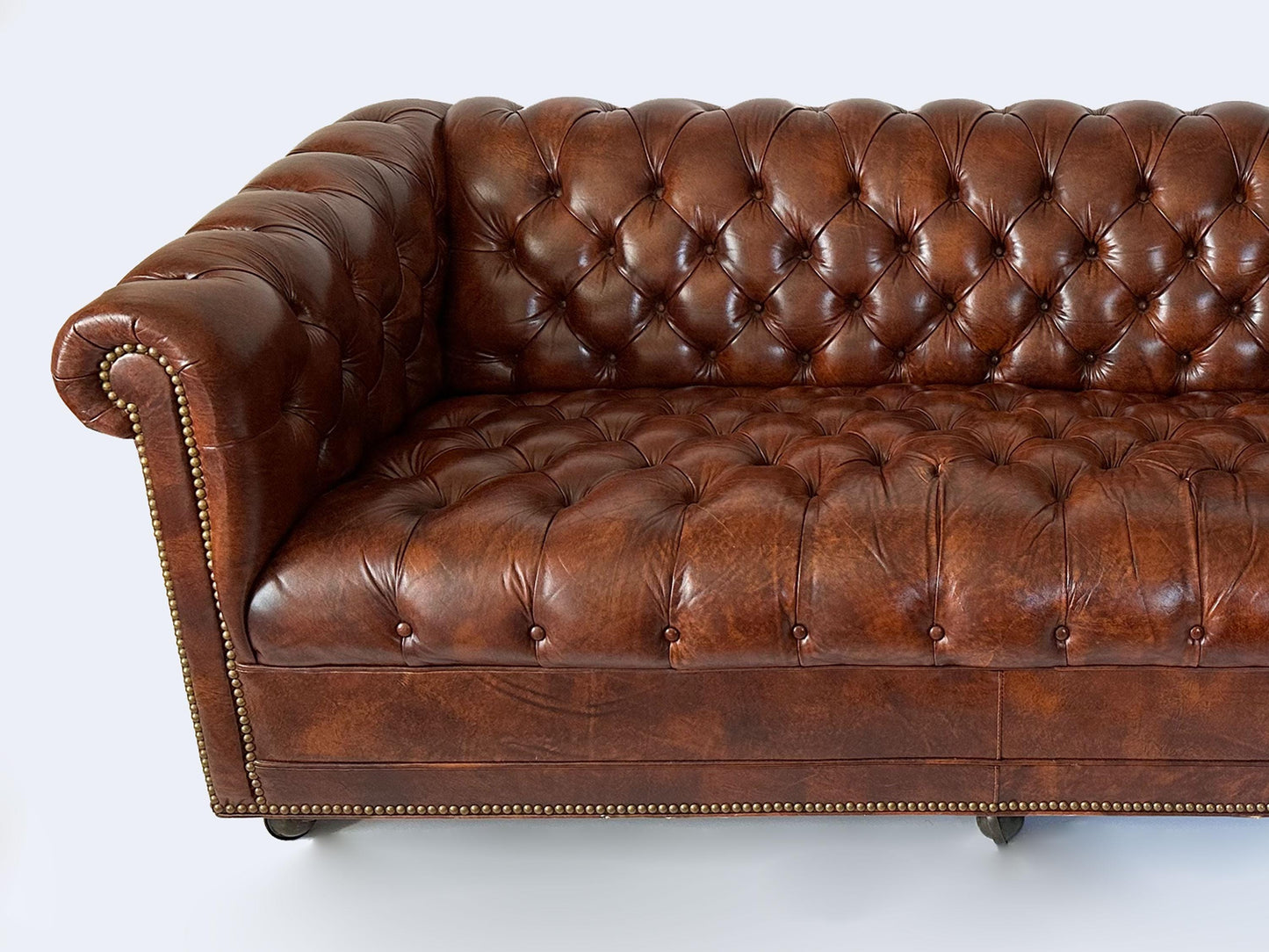 Mid 20th Century Vintage Leathercraft English Tufted Oxblood Leather Chesterfield Sofa