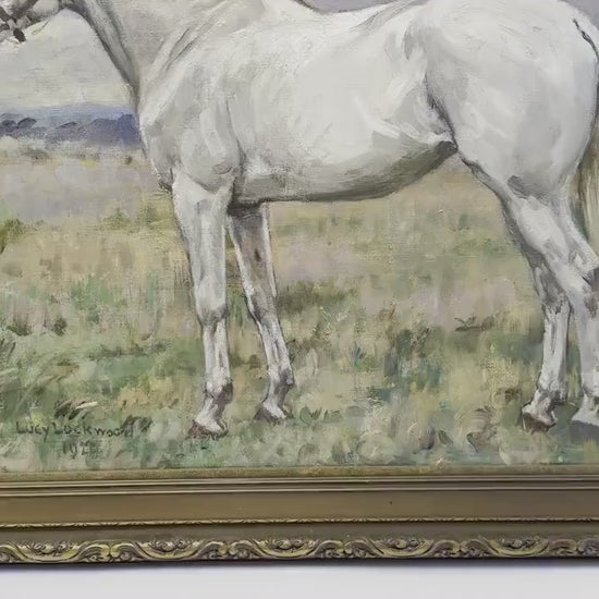 Antique Horse Painting 1924 Original Oil Painting Horse Portrait Equestrian Décor Victorian Décor Original Horse Artwork Lucy Lockwood