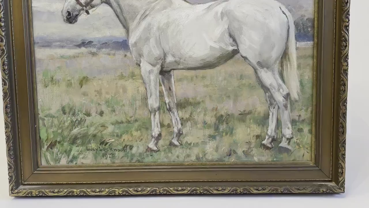 Antique Horse Painting 1924 Original Oil Painting Horse Portrait Equestrian Décor Victorian Décor Original Horse Artwork Lucy Lockwood