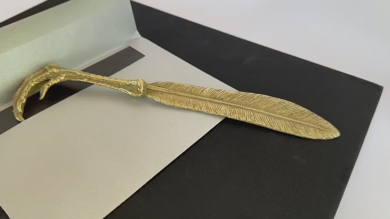 Vintage Letter Opener Brass Talon And Feather Desk Accessory Vintage Gifts Home Office Decor Home Office Gifts Gold Ornate Stationary Gift