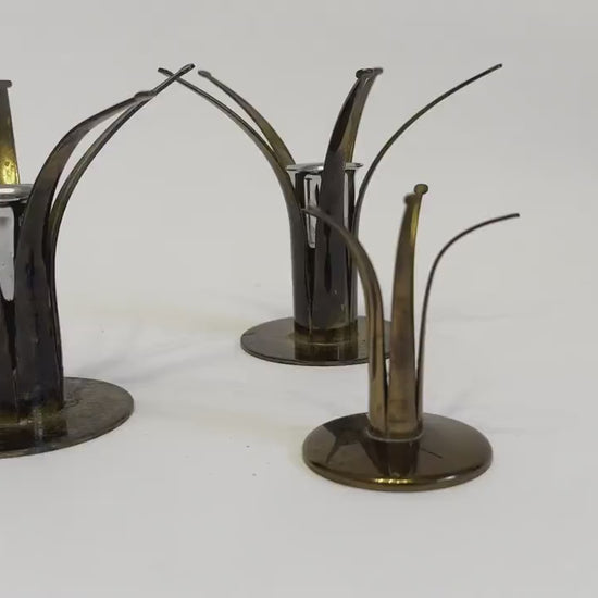 Brass Candle Holders Vintage MCM Mid Century Taper Candle Holder Swedish Gifts Design by Ivar Alenius Bjork Made In Sweden Set of 3